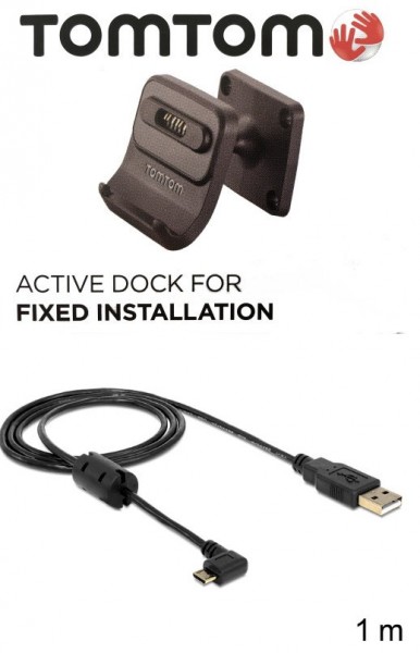 TomTom fast installation Aktivt fäste  f. TomTom GO Essential 5 EU TMC +USB-billaddare och -kabel 